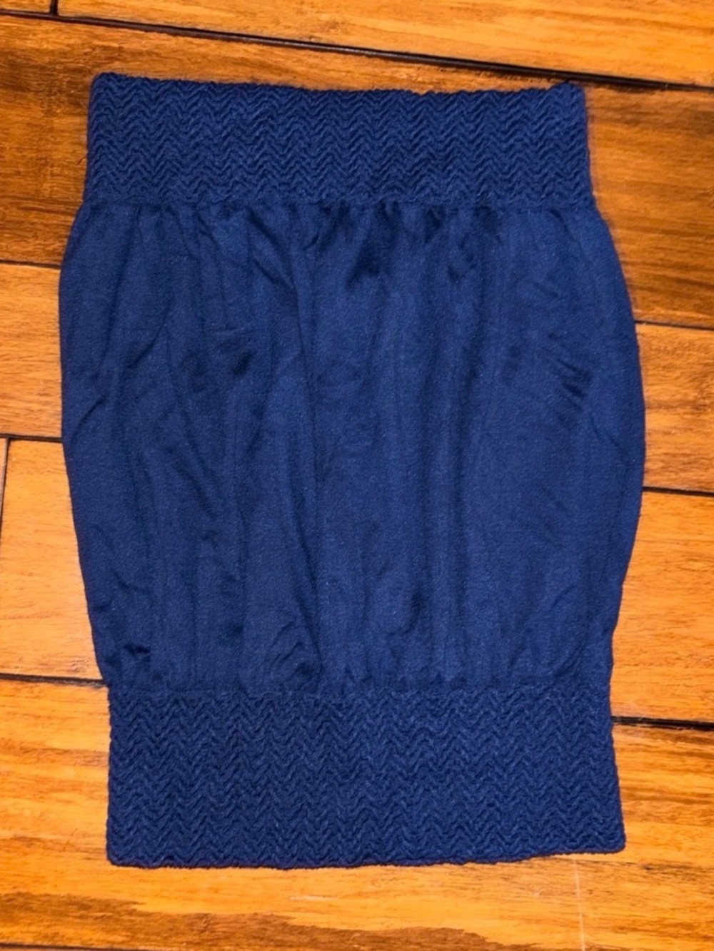 Choices Navy Tube Top with Knit Trim